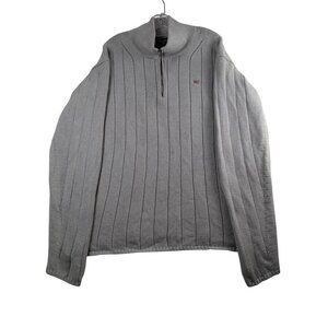 Vintage Ralph Lauren Polo Jeans Co Mens Ribbed Half-Zip Sweater XXL Gray Cotton